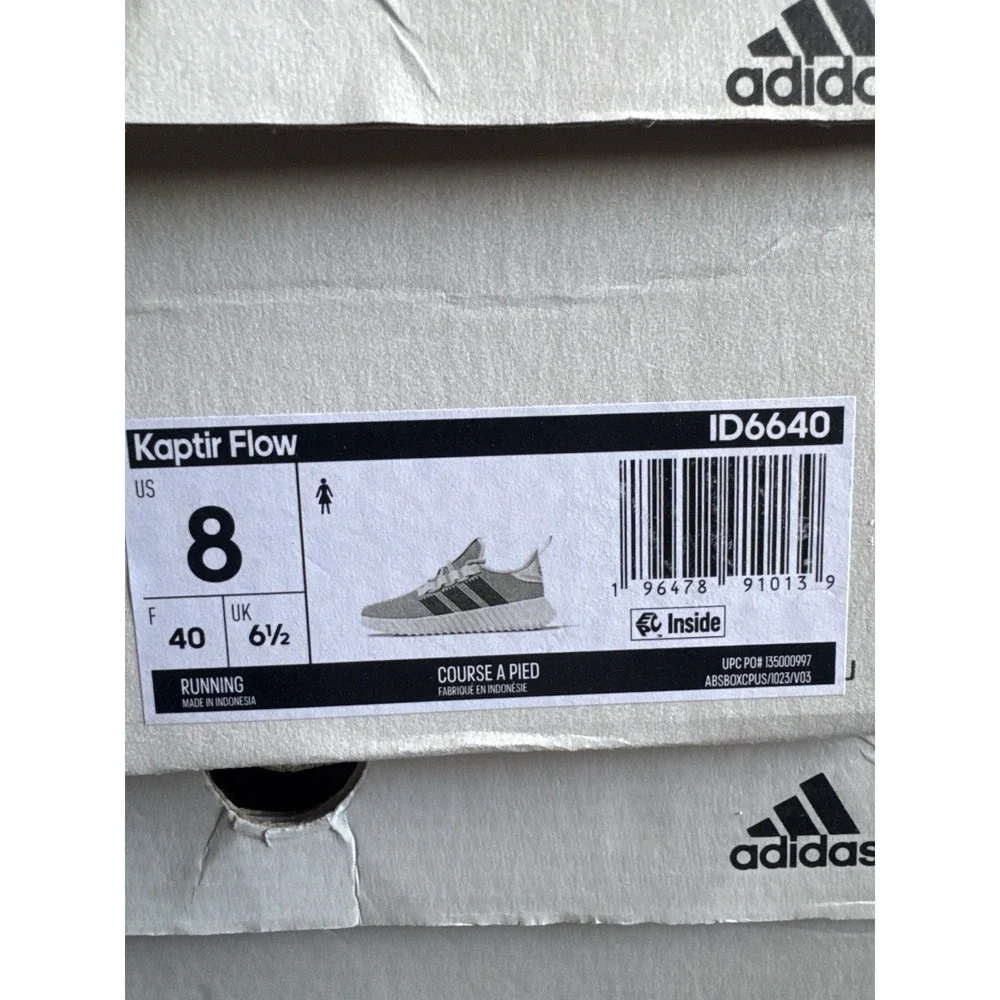 Adidas Kaptir Flow Cloud White Core Black Silver Metallic Women's Size 8